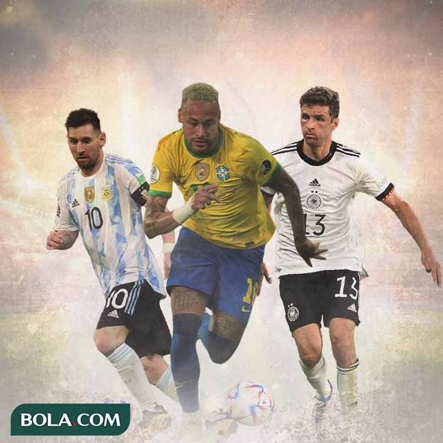 Ilustrasi - Lionel Messi, Neymar, Thomas Muller