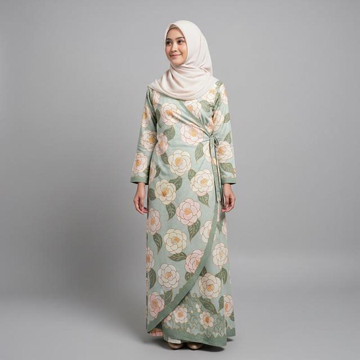 8 Model Gamis Batik Motif Bunga Pastel, Cocok Jadi Tren Busana Muslimah di 2026