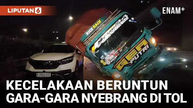Empat kendaraan mengalami kecelakaan beruntung di Tol Dalam Kota, Tebet, Jakarta Selatan. Kecelakaan terjadi akibat 2 orang yang menyeberang sembarangan di ruas tol dalam kota.