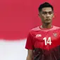 Gelandang Indonesia, Septian David, saat melawan Uni Emirat Arab (UEA) pada Asian Games di Stadion Wibawa Mukti, Jawa Barat, Jumat (24/8/2018). Indonesia kalah adu penalti dari UEA. (Bola.com/Vitalis Yogi Trisna)