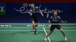 Rinov Rivaldy/Pitha Haningtyas Mentari, pasangan berperingkat 19 BWF ini harus menyerah dari pasangan Korea Selatan berperingkat 6 BWF sekaligus unggulan ke-6 turnamen. (Bola.com/Bagaskara Lazuardi)