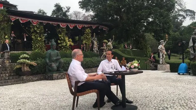 Presiden RI Joko Widodo dan Perdana Menteri Australia Scott Morrison di Istana Bogor (31/8) (Liputan6.com / Hanz Jimenez Salim)