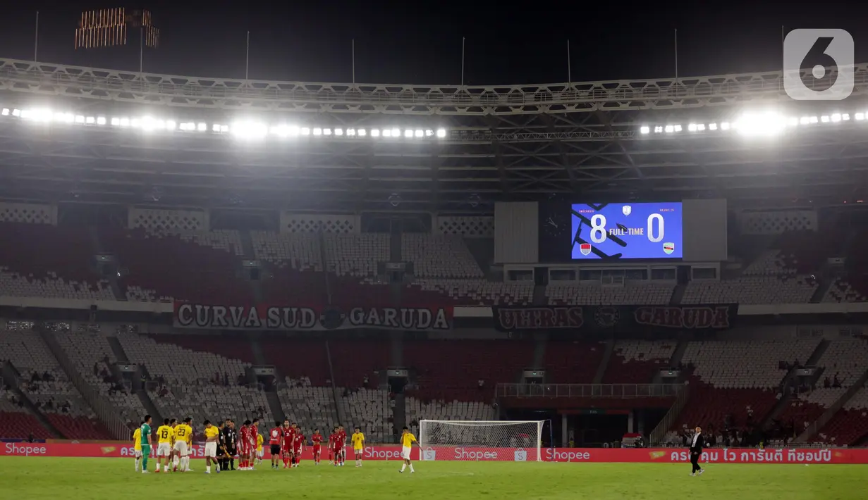 Timnas Indonesia U-23 sukses membungkam Brunei Darussalam dengan skor telak 8-0. (Liputan6.com/Helmi Fithriansyah)