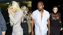 Untuk ulang tahun Kylie ke 18, Kylie menggunakan dress silver sementara Kim Kardashian pamer dada dalam balutan dress hitam. (Splash News)