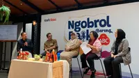 Para nara sumber pembicara dalam obrolan mengenai aturan produk pangan di Indonesia. (Dok: Liputan6.com/dyah)