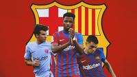 Barcelona - Riqui Puig, Ansu Fati, Pedri (Bola.com/Adreanus Titus)
