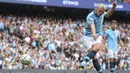 Tambahan dua gol ini membuat Haaland sudah mengemas sembilan gol hanya dari empat pertandingan sejak awal musim. (AP Photo/Scott Heppel)