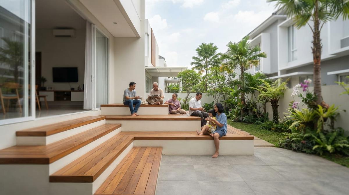Model Teras Kecil dengan Bangku Built-In