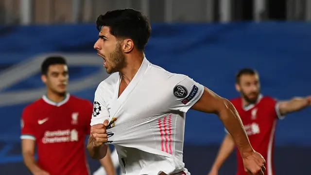 FOTO: Vinicius Junior Cetak Brace, Real Madrid Tekuk Liverpool 3-1 - Marco Asensio