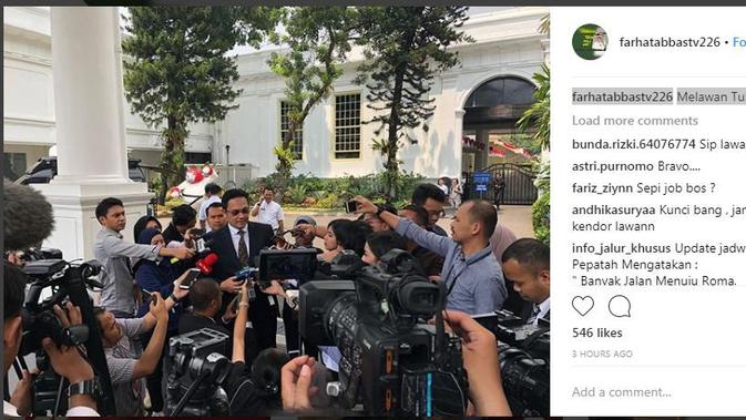 Farhat Abbas memposting kegiatan juru bicara Jokowi di akun Instagramnya.