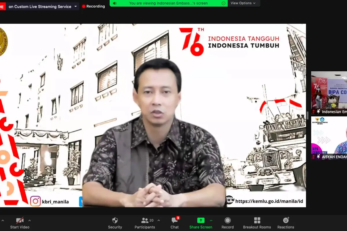 Acara lomba virtual HUT ke-76 RI di Filipina. (KBRI Manila)