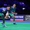 Ganda putra Indonesia Fajar Alfian/Muhammad Shohibul Fikri mengalahkan&nbsp;pasangan China Liang Wei Keng/Wang Chang pada laga semifinal Denmark Open di Jyske Bank Arena, Sabtu (18/10). (foto: PBSI)