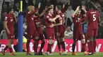Pemain Liverpool merayakan gol yang dicetak oleh Diogo Jota saat laga pekan ke-31 Liga Inggris 2022/2023 di Elland Road, Leeds, Selasa (18/04/2023). The Reds menang dengan skor 6-1. (AP Photo/Rui Vieira)