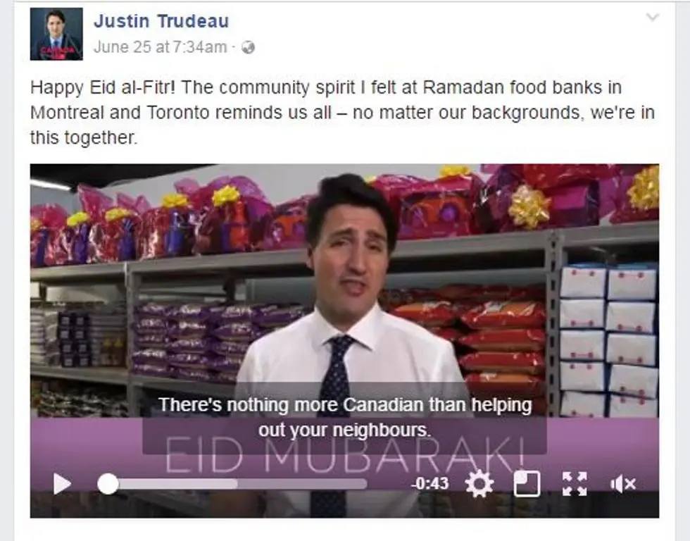 Ucapan Idul Fitiri 2017 dari Justin Trudeau | Sumber Foto: facebook.com/JustinPJTrudeau