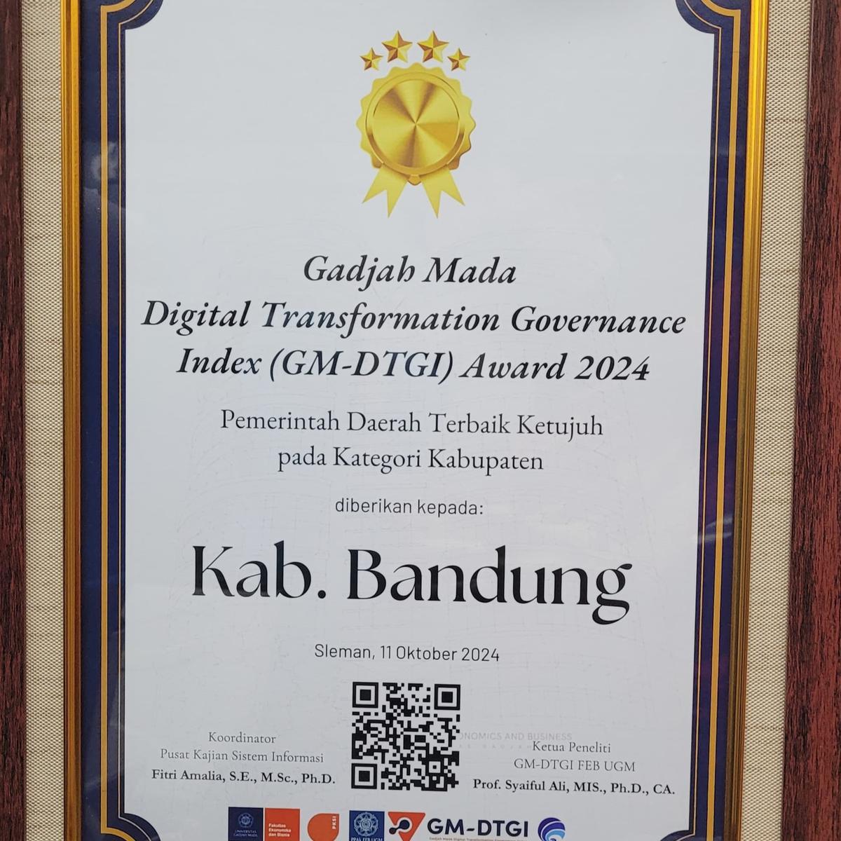 Pemkab Bandung Raih Penghargaan Pemerintah Daerah Terbaik