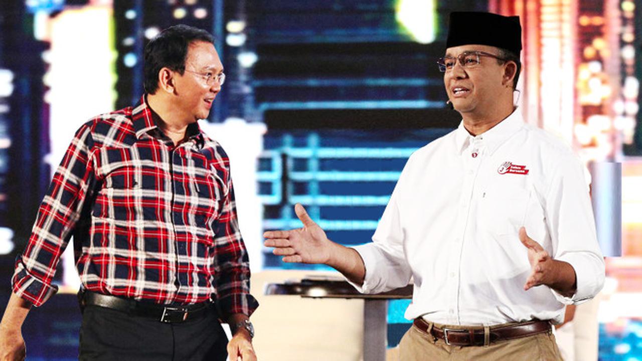 Ahok dan Anies saat debat cagub DKI