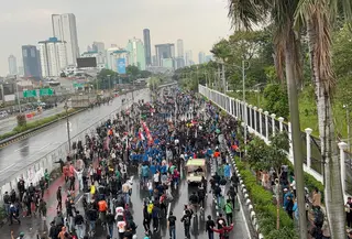 Demo 28 Agustus di Gedung DPR/MPR. (Liputan6.com/Ady)
