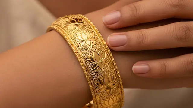 Bangle Ukir Motif Bunga Lotus