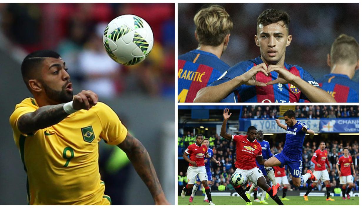 Kabar transfer terkini, Selasa (23/8/2016), diwarnai keinginan Gabriel Barbosa untuk bisa satu tim dengan Neymar serta dibuangnya bek muda Manchester United, Tyler Blackett ke Reading. (AFP)