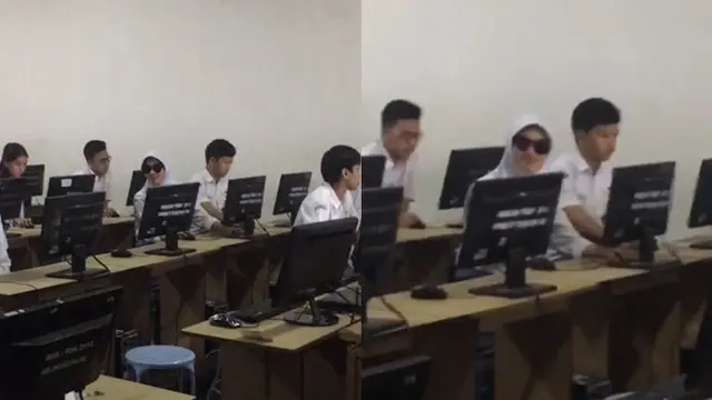 Siswa Ini Ujian Nasional Pakai Kacamata Hitam