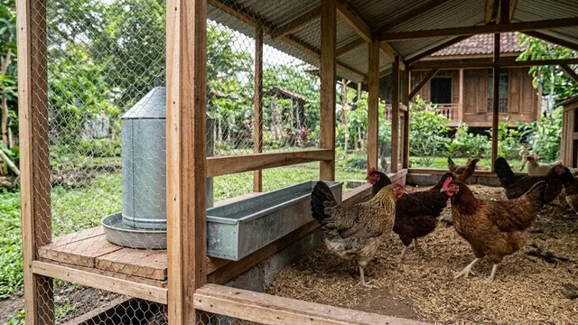 Kandang dengan Tempat Minum di Balik Sekat