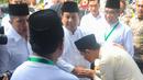 Prabowo tampak didampingi oleh Panglima TNI Jenderal Jenderal Agus Subiyanto dan Kapolri Jenderal Listyo Sigit Prabowo. (merdeka.com/Arie Basuki)