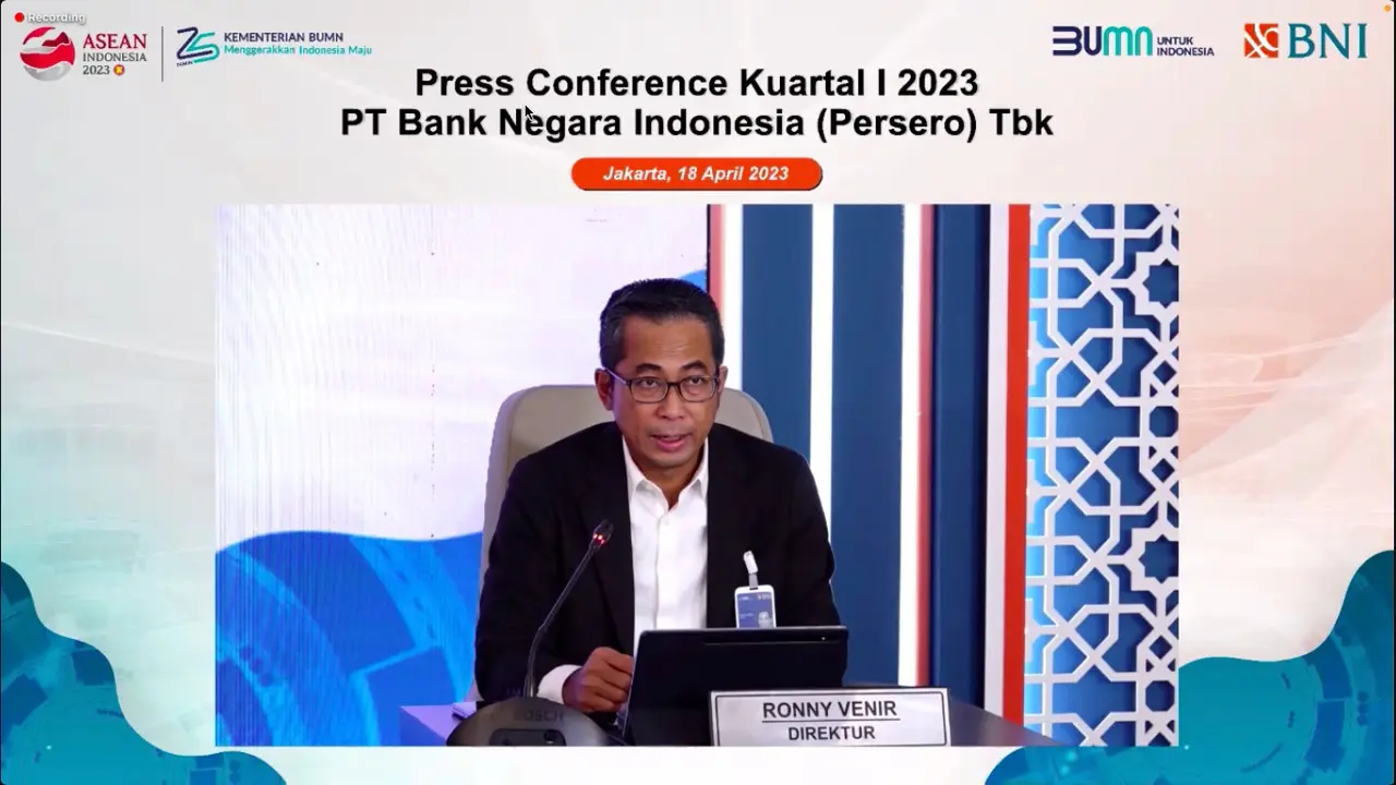 Direktur BNI, Ronny Venir dalam paparan publik, Selasa (18/4/2023). (Foto: tangkapan layar Pipit I.R)