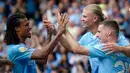 Laga berakhir dengan skor 5-1 untuk kemenangan Manchester City. (AP Photo/Dave Thompson)