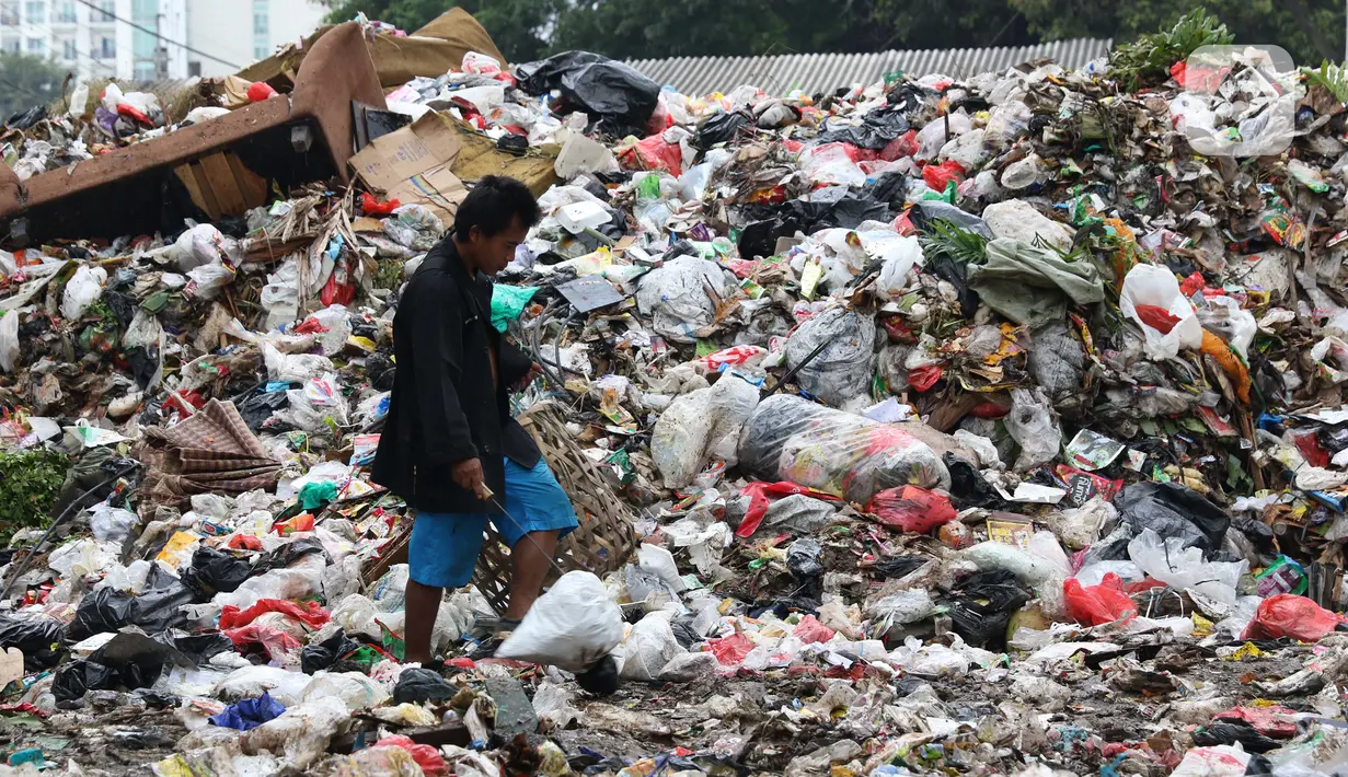 Pemulung memilah sampah di Tempat Pembuangan Sementara Kalibata, Jakarta, Jumat (10/4/2020). Kadis Lingkungan Hidup DKI Jakarta, Andono Warih mengatakan terjadi penurunan tonase sampah rata-rata 620 ton per hari selama penerapan WFH akibat pandemi Covid-19. (Liputan6.com/Helmi Fithriansyah)