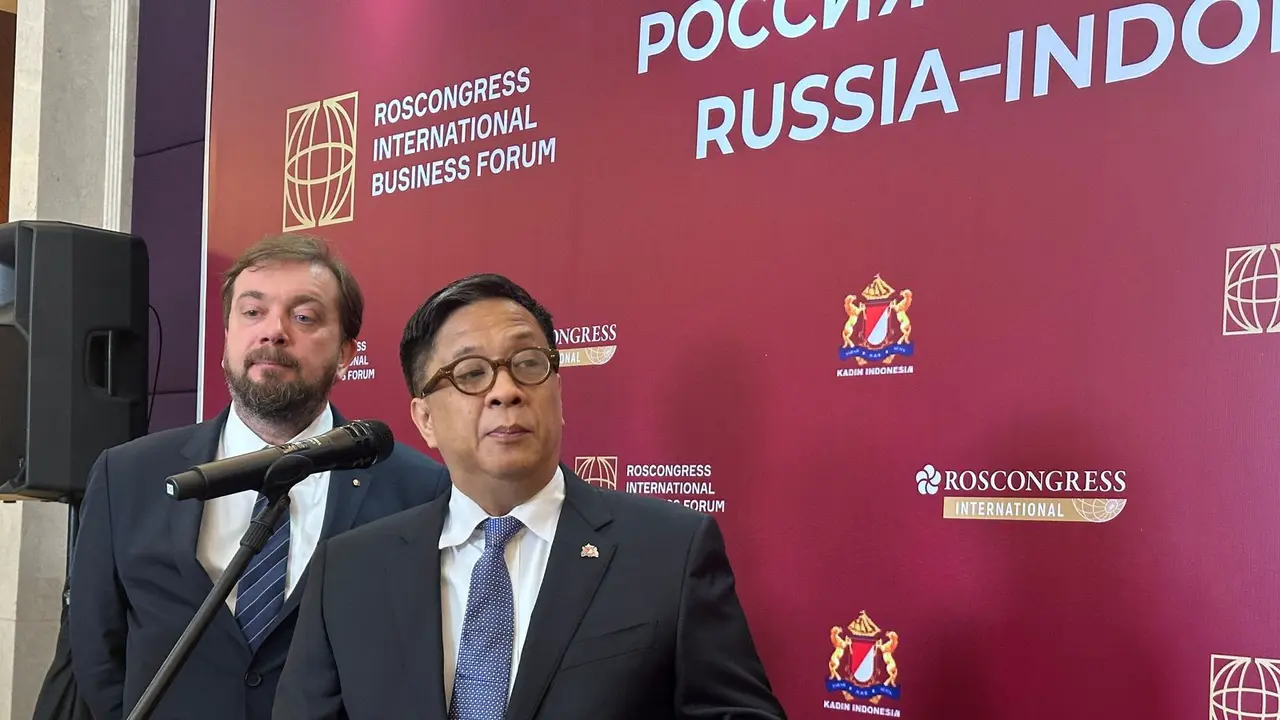 Komite Rusia Kamar Dagang dan Industri (Kadin) Indonesia, Didit Ratam, dalam acara "Rusia-Indonesia Business Forum" 2025 di Jakarta, Senin (14/4/2025). (Liputan6.com/Benedikta Miranti)