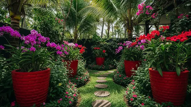 Taman Mini dengan Kombinasi Warna Kontras