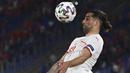 Swiss memperoleh peluang pertamanya di akhir babak pertama melalui bek Ricardo Rodriguez. (Foto: AP/Pool/Andreas Solaro)
