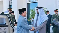 Bertemu Presiden MBZ, Prabowo Disambut Hangat di Istana Qasr Al Shatie
