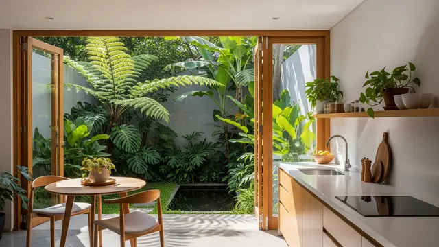 8 Inspirasi Rumah Minimalis Desa dengan Dapur Terbuka Menghadap Kebun Belakang
