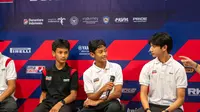 Tampak pembalap muda pada konferensi pers Kejurnas Pertamina Mandalika Racing Series 2026 hari Rabu (11/03/2026). (Mandalika Racing Series 2026)