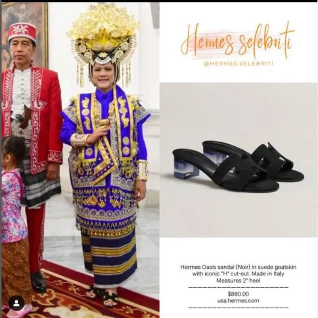 Terungkap Harga Sandal Hermes Iriana Jokowi Saat Pakai Baju Adat di Acara HUT ke-77 RI
