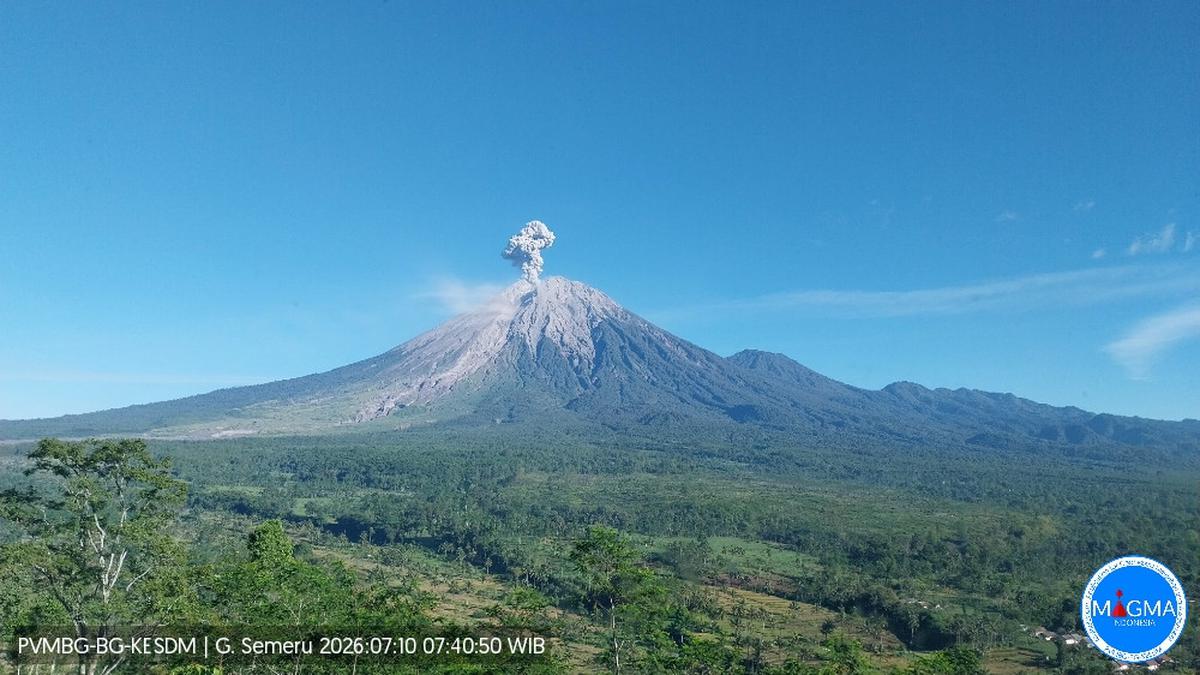 Gunung Semeru Erupsi 1.300 Meter Jumat Pagi