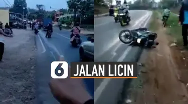 Hal tidak terduga terjadi ketika ada seorang pria sedang mengingatkan jalan licin akibat tumpahan oli yang dibawa oleh mobil.