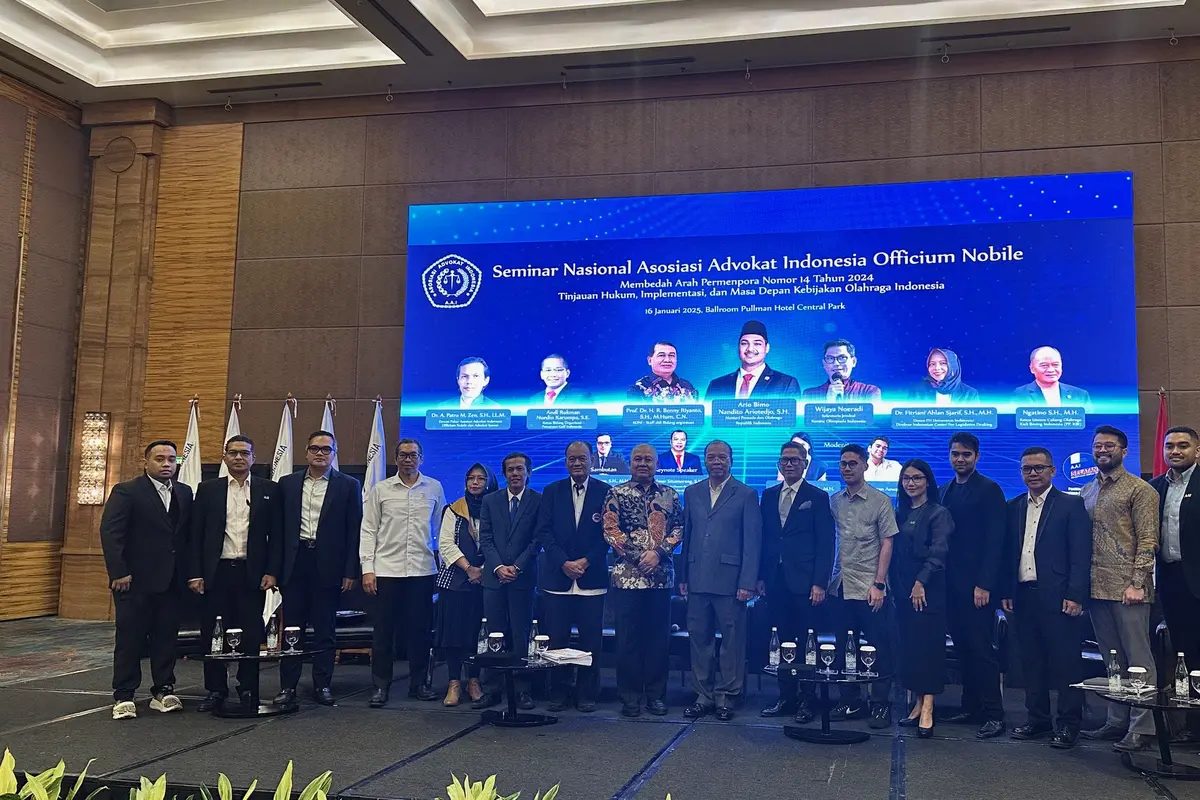 Asosiasi Advokat Indonesia (AAI) menggelar seminar bertajuk “Membedah Arah Permenpora Nomor 14 Tahun 2024 - Tinjauan Hukum, Implementasi, dan Masa Depan Kebijakan Olahraga Indonesia” di Pullman Hotel,