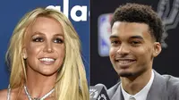 Britney Spears dan Victor Wembanyama. (AP Photos oleh Chris Pizzello (kiri) Eric Gay, File)