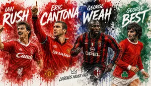 Ian Rush, Eric Cantona, George Weah, George Best. (Bola.com/Generated AI)