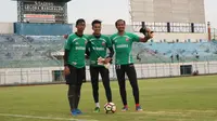 Tiga kiper Madura United jalani rotasi di Piala Presiden 2018. (Bola.com/Aditya Wany)