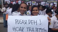 Pelajar Papua ikut deklarasi anti hoax. (Liputan6.com / Katharina Janur)