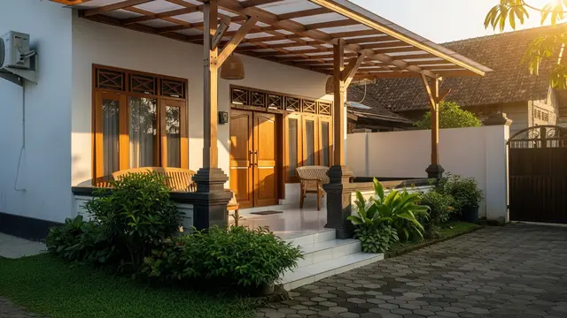 Kanopi Kayu dengan Atap Polycarbonate