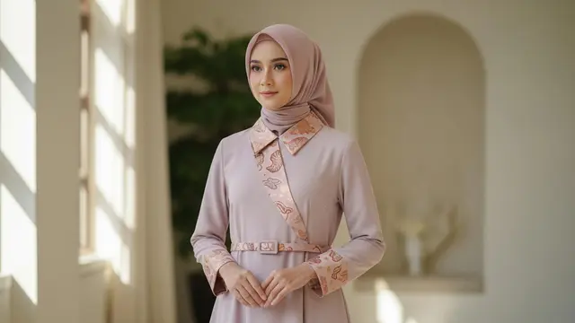 Model Gamis Batik Brokat Warna Pastel Lembut 2026