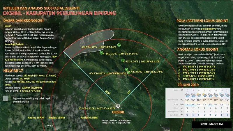 peta pencarian heli MI-17 di Oksibil, Papua