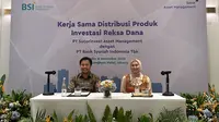 Kerja sama distribusi produk investasi reksa dana PT Sucorinvest Asset Management dan PT Bank Syariah Indonesia Tbk, Rabu (8/11/2023). (Foto: Liputan6.com/Elga N)