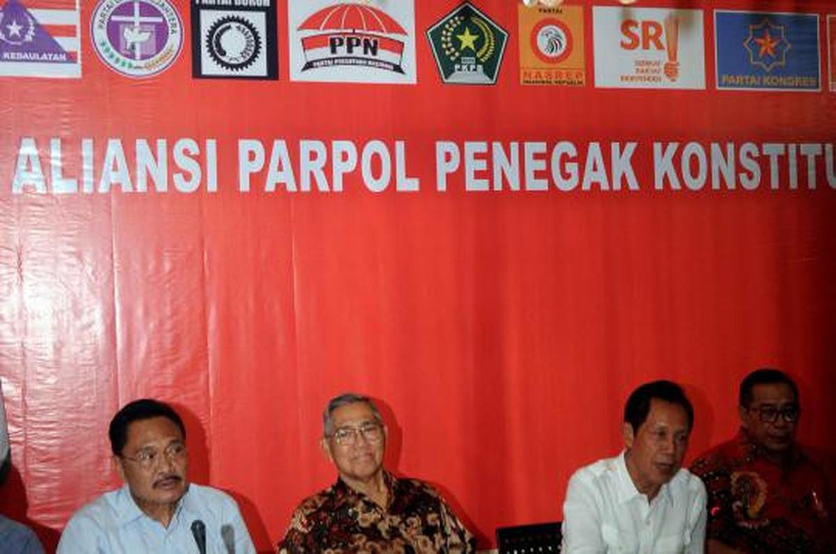 Try Sutrisno hadiri konpers penolakan KPU di Kantor PKPI