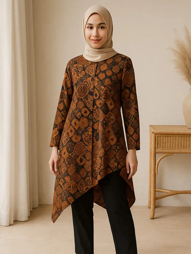 7 Koleksi Batik Kardigan dan Tunik dengan Detail Motif Unik, Cocok untuk Hijaber