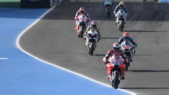 Ilustrasi balapan MotoGP Spanyol 2018 di Sirkuit Jerez. (JAVIER SORIANO / AFP)